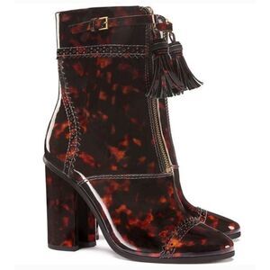 Tory Burch Tortoise Shell Huxley Leather Booties